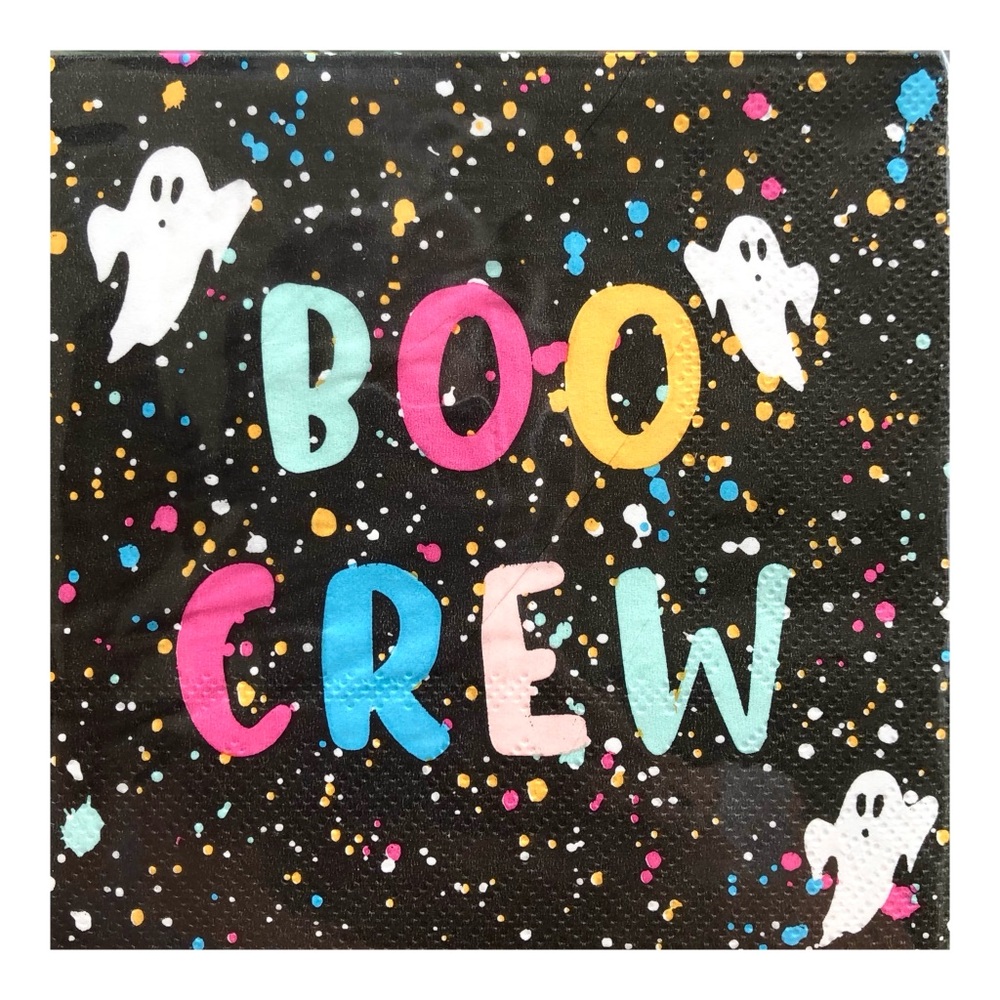 Boo Crew Halloween Party Napkins - Multicolor Ghost Design (20 ct)